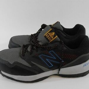New Balance Men's Gray and Black Athletic Shoes with Blue Accents